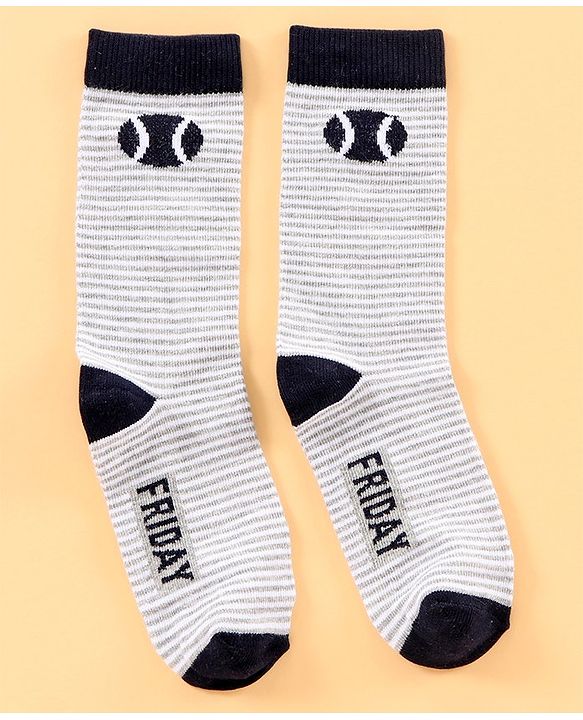 Pine Kids Mid Calf Length Anti-Microbial Socks Pack Of 6 - Blue Grey