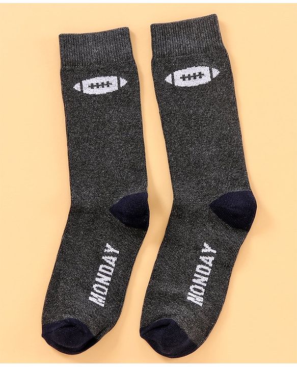 Pine Kids Mid Calf Length Anti-Microbial Socks Pack Of 6 - Blue Grey