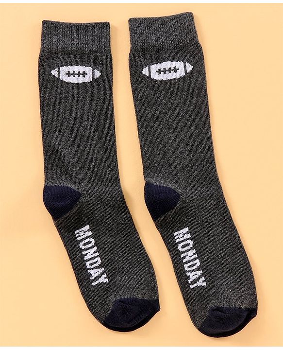 Pine Kids Mid Calf Length Anti-Microbial Socks Pack Of 6 - Blue Grey