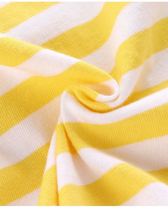 Babyhug Half Sleeves Bio Wash Striped Tee Whale Print - Yellow