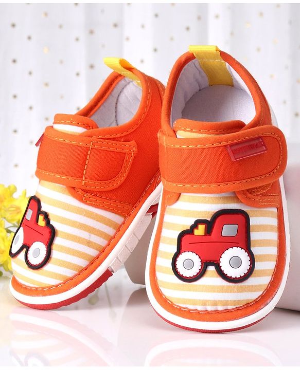 Cute Walk by Babyhug Casual Shoes Tractor Embroidery - Orange