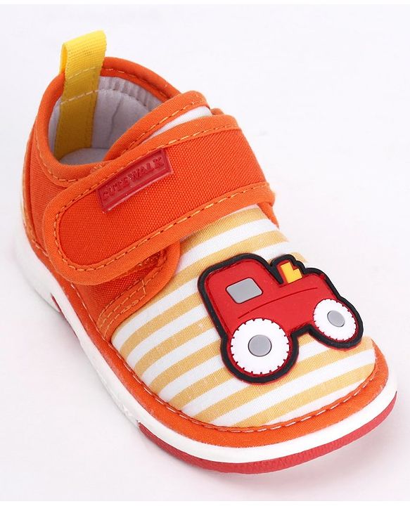 Cute Walk by Babyhug Casual Shoes Tractor Embroidery - Orange
