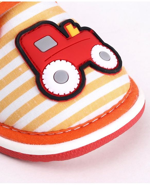 Cute Walk by Babyhug Casual Shoes Tractor Embroidery - Orange