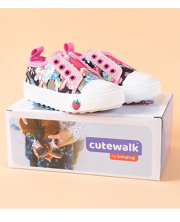 Cute Walk by Babyhug Casual Shoes Floral Print - Dark Pink