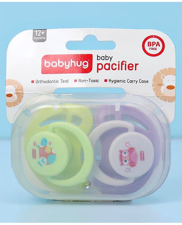 Babyhug Pacifier with PP Case Pack of 2 - Purple Green