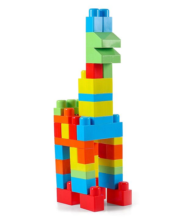 Babyhug Premium 40 Pcs Mega Size First Builders Toddler Blocks| Building and Construction Interlocking Jumbo Blocks with Big Building Storage Bag| Educational and Learning Toy for Pre-School Children| BIS Certified| Non-Toxic