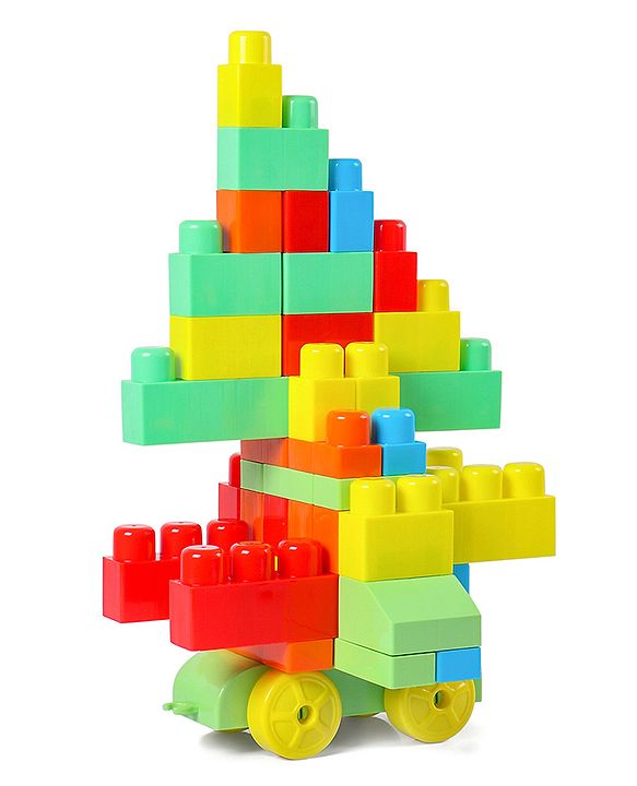 Babyhug Premium 40 Pcs Mega Size First Builders Toddler Blocks| Building and Construction Interlocking Jumbo Blocks with Big Building Storage Bag| Educational and Learning Toy for Pre-School Children| BIS Certified| Non-Toxic