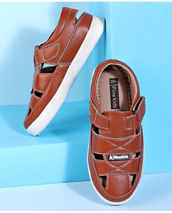 Pine Kids Velcro Closure Sandals - Brown