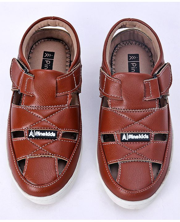Pine Kids Velcro Closure Sandals - Brown