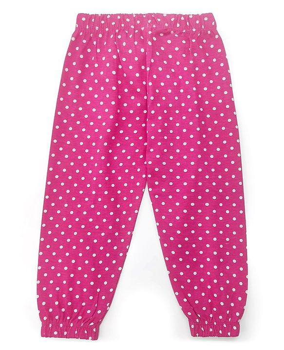 Babyhug Full Length Knitted Lounge Pant Dot Print - Fuchsia