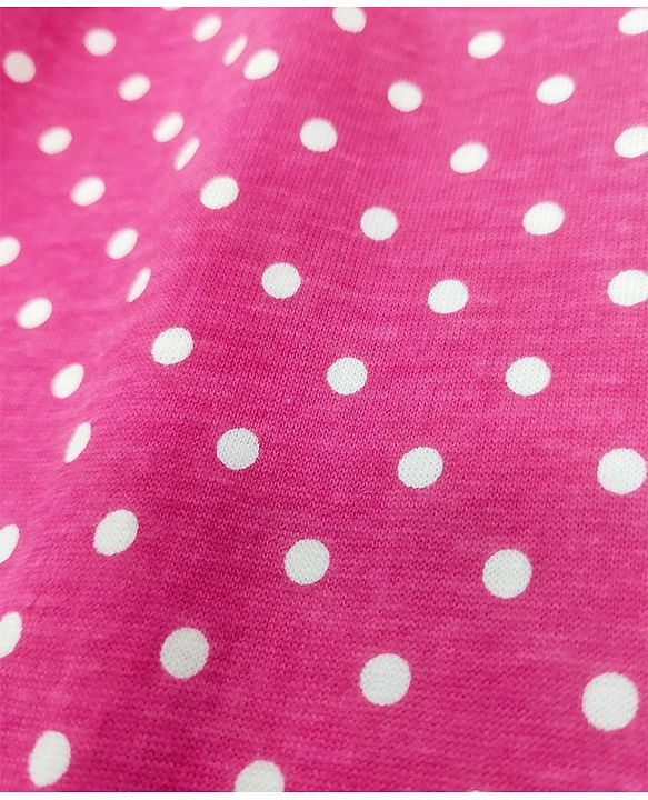 Babyhug Full Length Knitted Lounge Pant Dot Print - Fuchsia