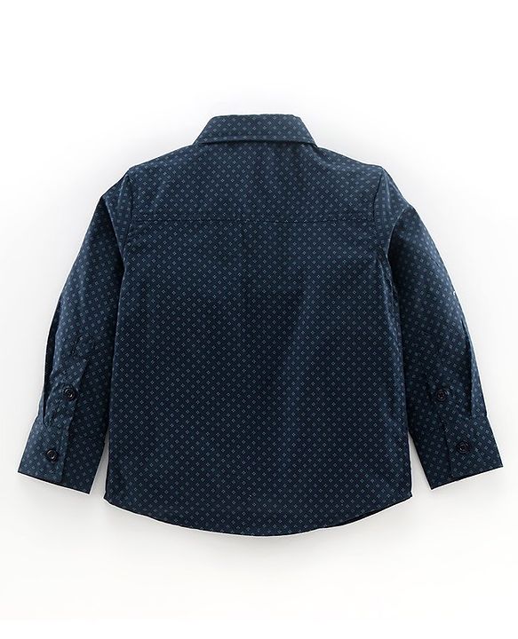 Babyhug Full Sleeves Party Shirt with Bow - Navy Blue