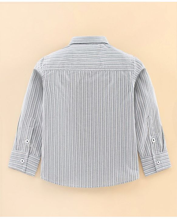 Babyhug Full Sleeves Party Shirt with Tie - Grey