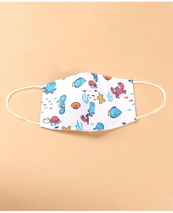Babyhug Anti Viral Carbon Filter Face Mask Sea Print Pack Of 2 - Blue White
