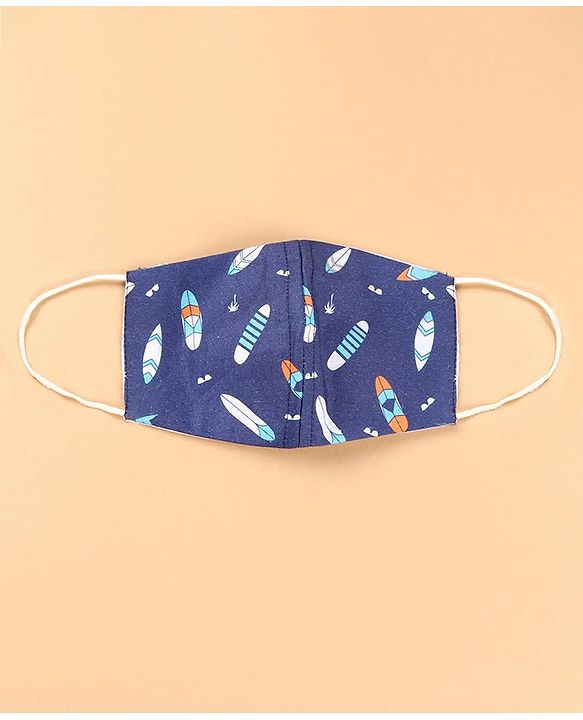 Babyhug Anti Viral Carbon Filter Face Mask Sea Print Pack Of 2 - Blue White