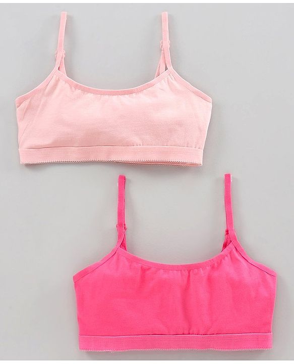Pine Kids Anti Microbial & Bio Washed Bralette Pack of 2 -  Seashell Pink Hot Pink