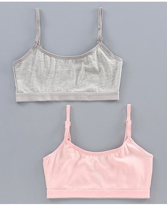 Pine Kids Singlet Anti Microbial & Biowashed Bralettes Pack of 2 - Grey Pink