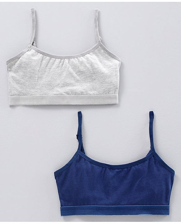 Pine Kids Singlet Anti Microbial & Biowashed Bralettes Pack of 2 - Grey Blue
