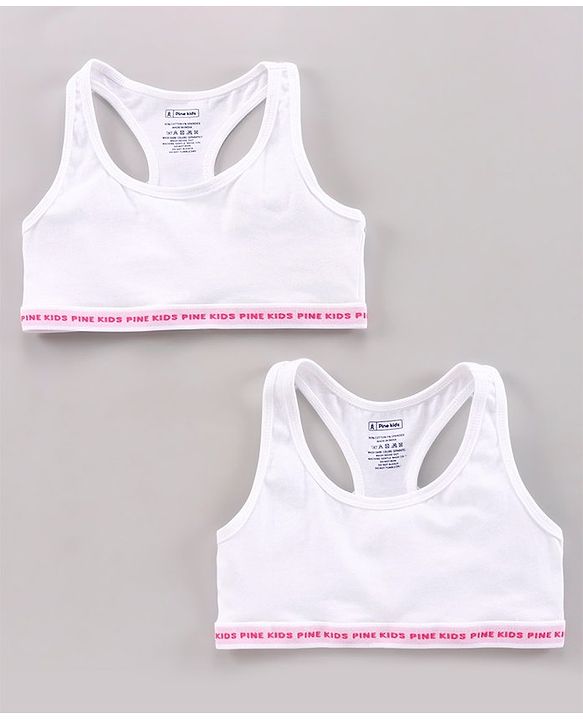 Pine Kids Anti Microbial & Bio Wash Bras Pack of 2 - White