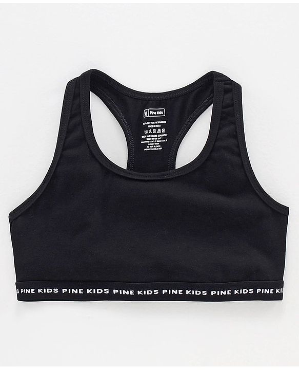 Pine Kids Singlet Anti Microbial & Biowashed Bralettes Pack of 2 - Black Grey