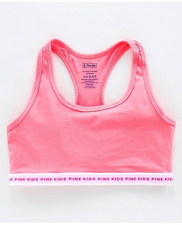 Pine Kids Anti Microbial & Biowashed Bralettes Striped Pack of 2 - Salmon Rose