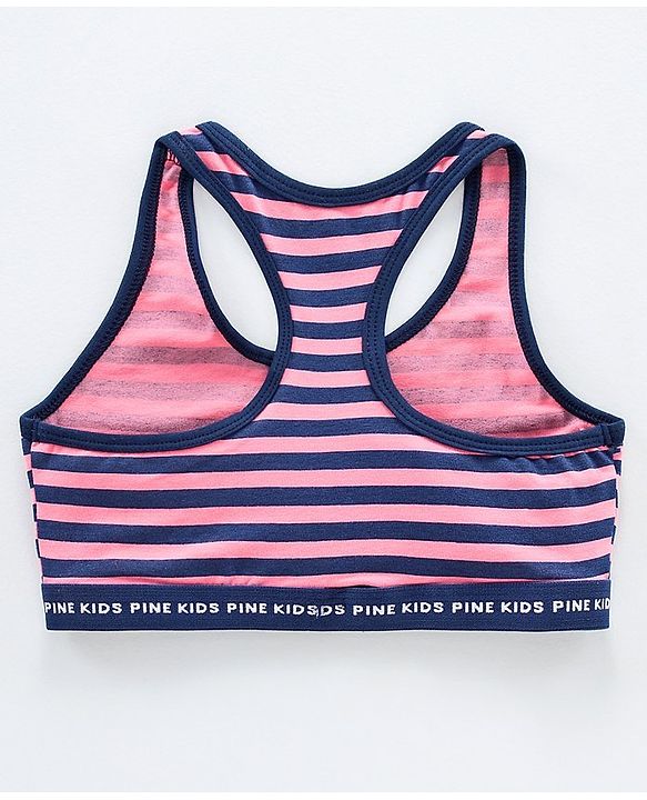 Pine Kids Anti Microbial & Biowashed Bralettes Striped Pack of 2 - Salmon Rose