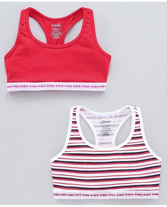 Pine Kids Singlet Anti Microbial & Biowashed Bralettes Pack of 2 - Red