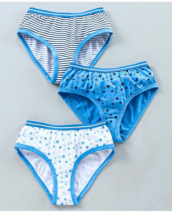 Pine Kids Anti Microbial & Biowashed Panties Pack of 3 - Blue White