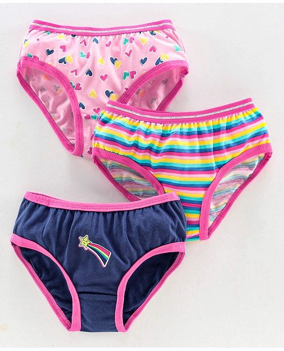 Pine Kids Anti Microbial & Biowash Panties Multiprint Pack of 3 - Pink Blue