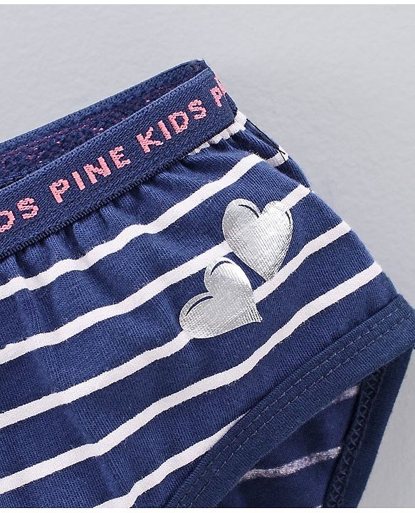 Pine Kids Anti Microbial & Bio Wash Hipster Panties Heart Print Pack of 3 - Navy Peony Seashell Pink Black