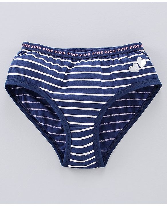 Pine Kids Anti Microbial & Bio Wash Hipster Panties Heart Print Pack of 3 - Navy Peony Seashell Pink Black
