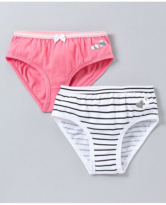 Pine Kids Anti Microbial and Bio Wash Cotton Panties Pack of 2 - Pink