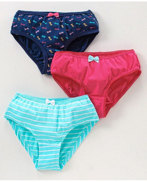 Pine Kids Anti microbial & Bio wash Panties Printed Pack of 3 - Blue Pink
