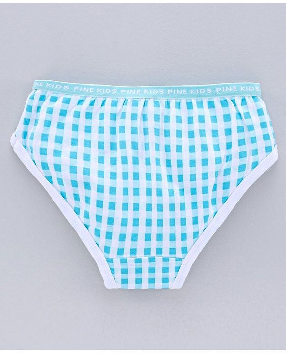 Pine Kids Anti Microbial & Biowash Checks Panties Pack of 3 - Pink Blue Purple