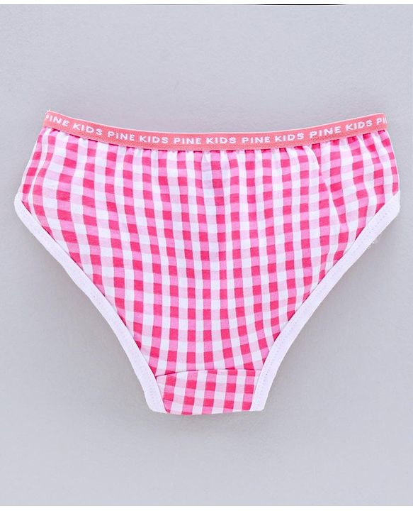 Pine Kids Anti Microbial & Biowash Checks Panties Pack of 3 - Pink Blue Purple