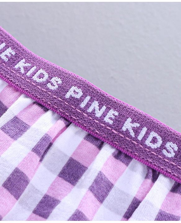 Pine Kids Anti Microbial & Biowash Checks Panties Pack of 3 - Pink Blue Purple