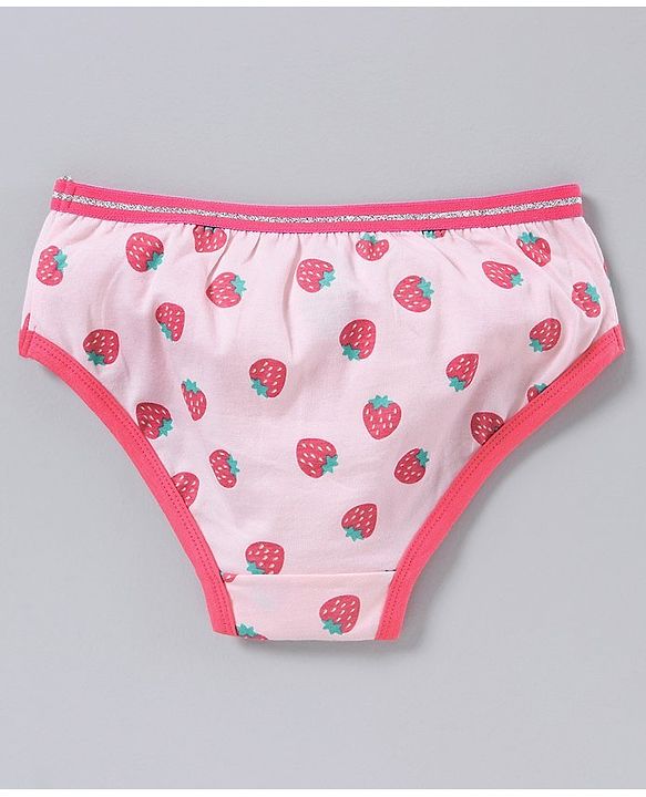 Pine Kids Anti Microbial & Bio Wash Hipster Panties Strawberry Print Pack of 3 - Rose Quartz Camella Rose White Pink