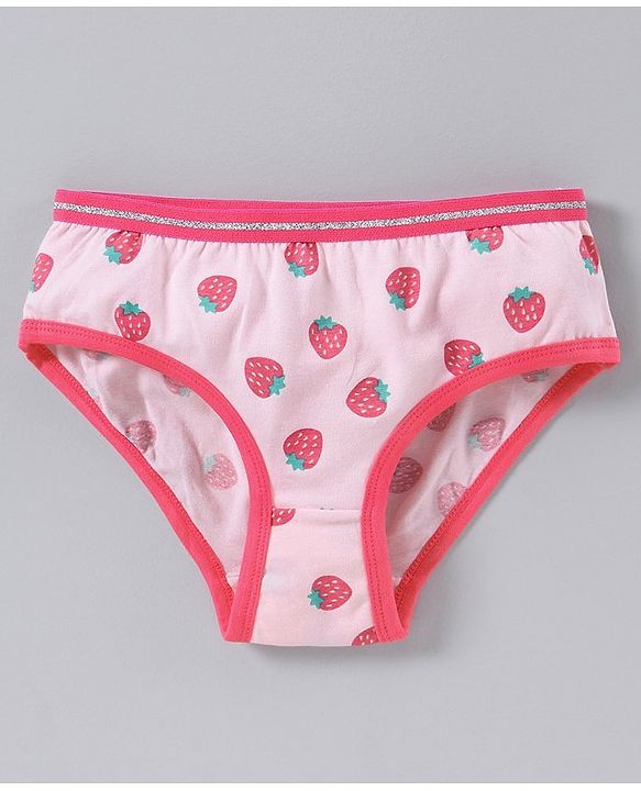 Pine Kids Anti Microbial & Bio Wash Hipster Panties Strawberry Print Pack of 3 - Rose Quartz Camella Rose White Pink
