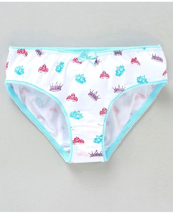 Pine Kids Anti Microbial & Biowash Panties Crown Print Pack of 3 - Pink White Multicolour