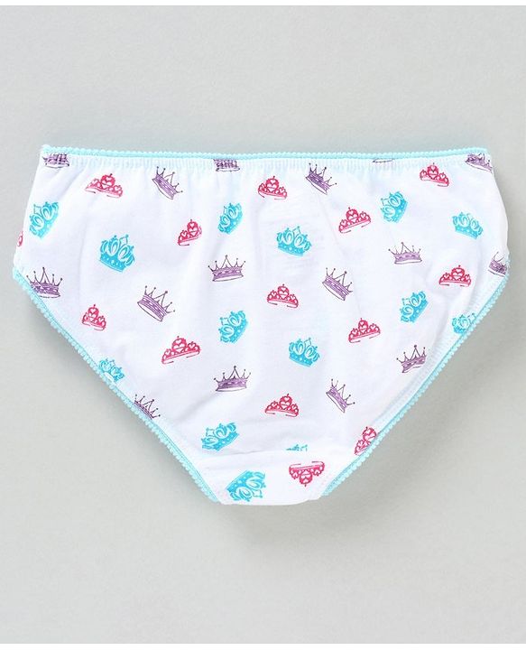 Pine Kids Anti Microbial & Biowash Panties Crown Print Pack of 3 - Pink White Multicolour