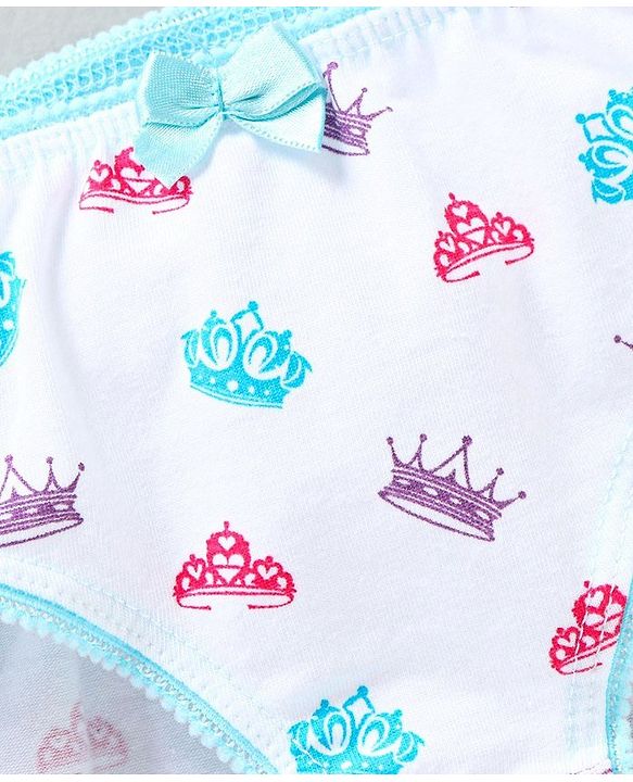 Pine Kids Anti Microbial & Biowash Panties Crown Print Pack of 3 - Pink White Multicolour