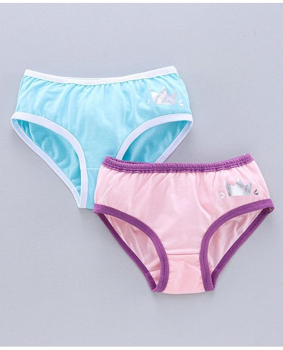 Pine Kids Anti Microbial & Biowash Panties Crown Print Pack of 2 - Pink Blue