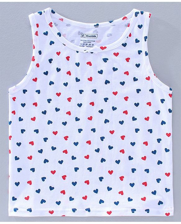 Pine Kids Anti Microbial & Biowash Sleeveless Slips Heart Print Pack of 3 - Red Blue White