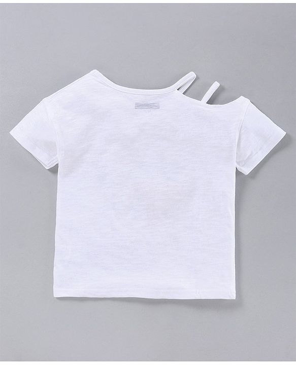 Pine Kids Half Sleeves 100% Cotton Bio Wash Tee Floral Print - White