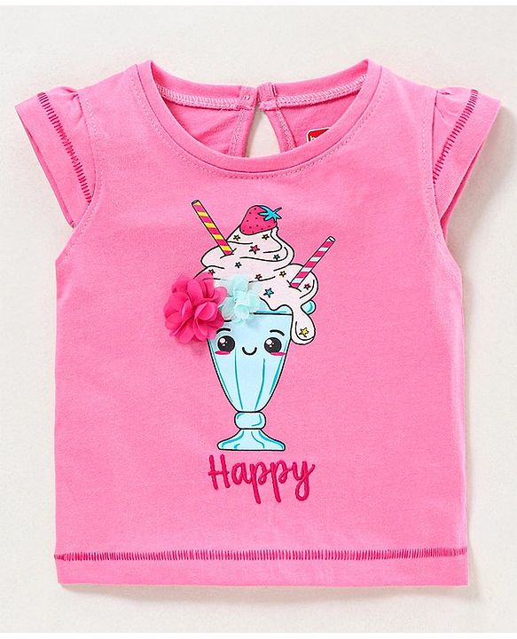 Babyhug Half Sleeves Top Printed - Pink