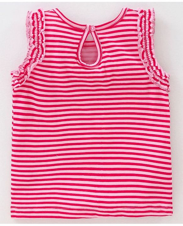 Babyhug Sleeveless Printed & Striped Tops Pack of 2 - Pink