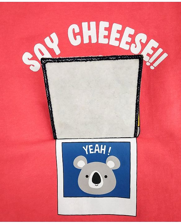 Babyhug Half Sleeves Tee Say Cheese Print - Red