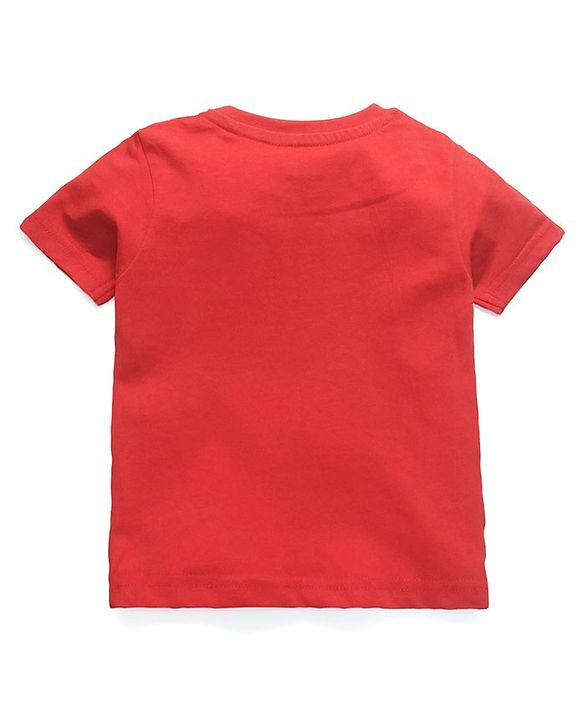 Babyhug Half Sleeves Tee Space Embroidery - Red