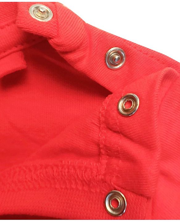 Babyhug Half Sleeves Tee Space Embroidery - Red