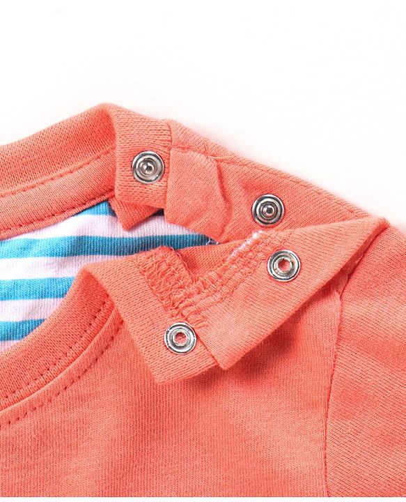 Babyhug Half Sleeves T-Shirt Turtle & Fish Print - Coral